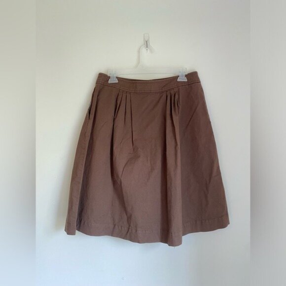Trina Turk Brown Button-Up A-Line Midi Skirt Size 10 Cotton Blend Made In USA - Picture 3 of 8